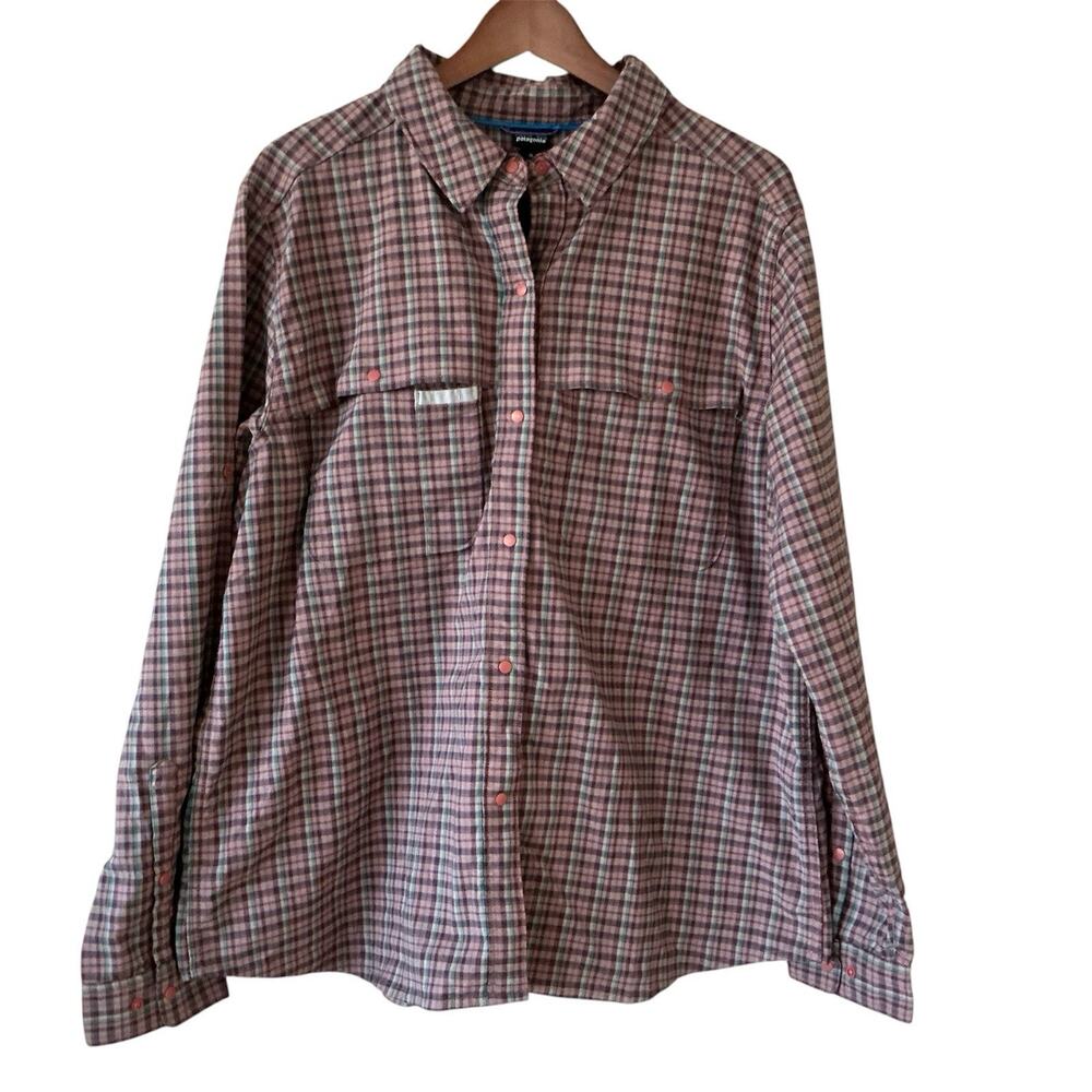 Patagonia Early Rise Stretch Long Sleeve Button Up Shirt Mauve Size XL women